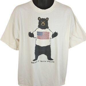 Bear It With Pride T Shirt Vintage 90s Y2K American Flag Made In Canada Mens XL